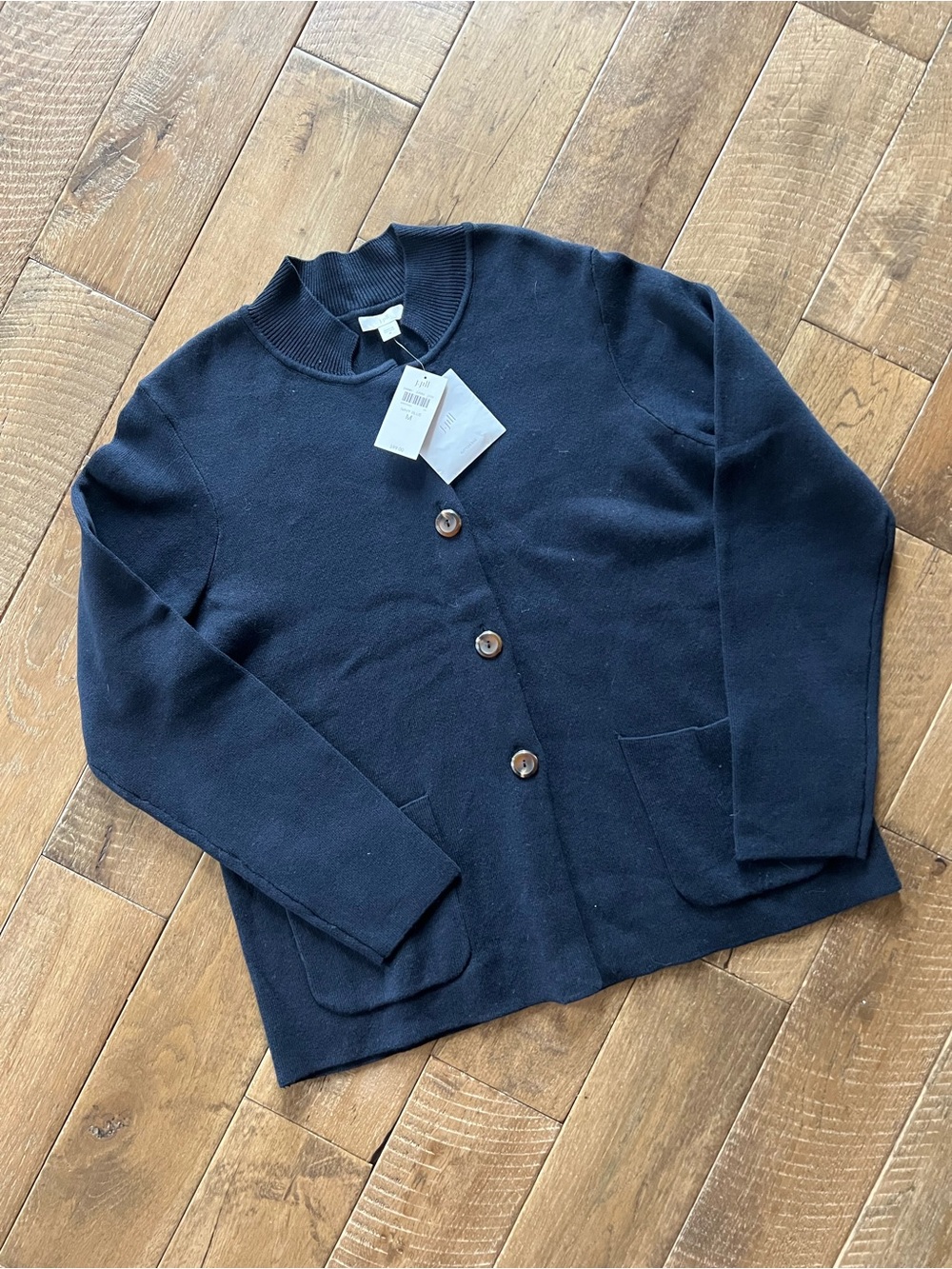J. Jill Navy Button-Front Knit Cardigan